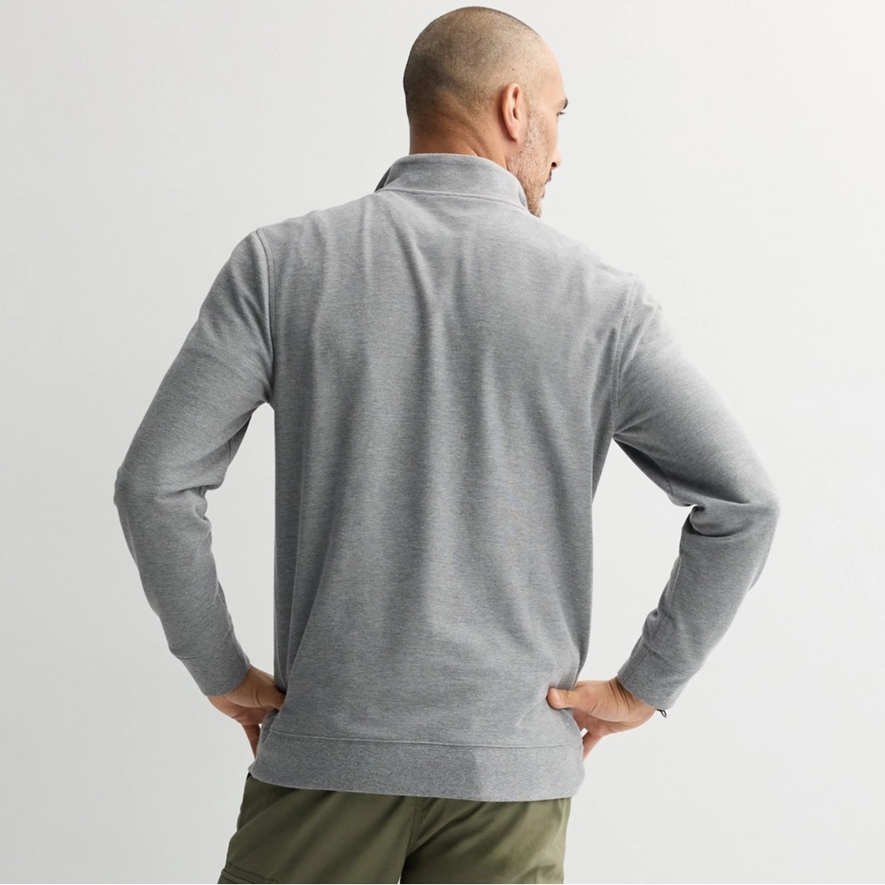 NWT Sonoma Men’s Essential Pique Quarter-Zip Heather Gray Size L - Picture 12 of 13